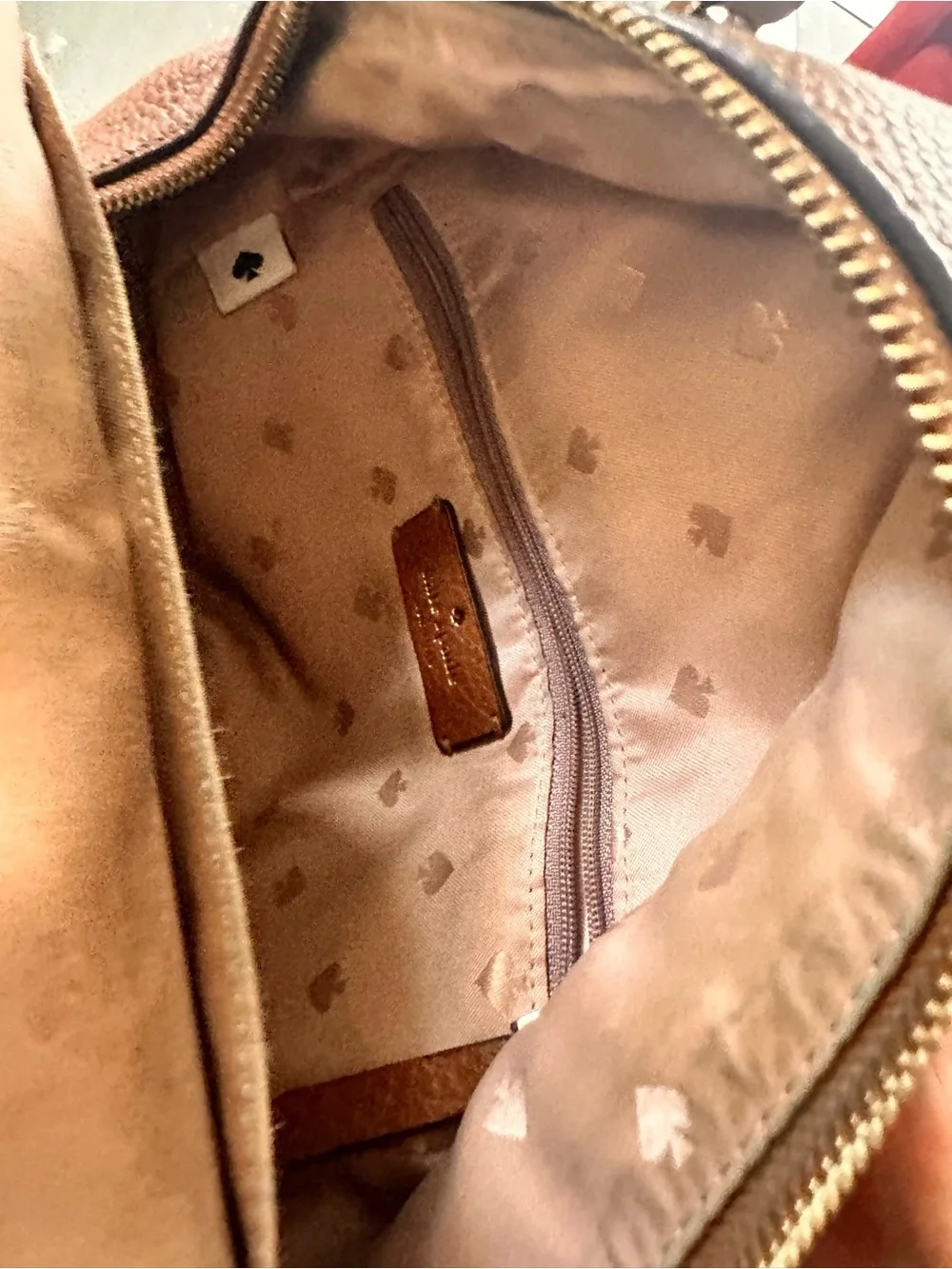 Kate spade pebbled leather mini back pack in camel